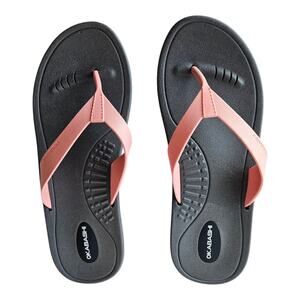 OKABASHI Women's M/L = 8 9 Sandals Breeze Flip Flops Pink Gray Water Made USA